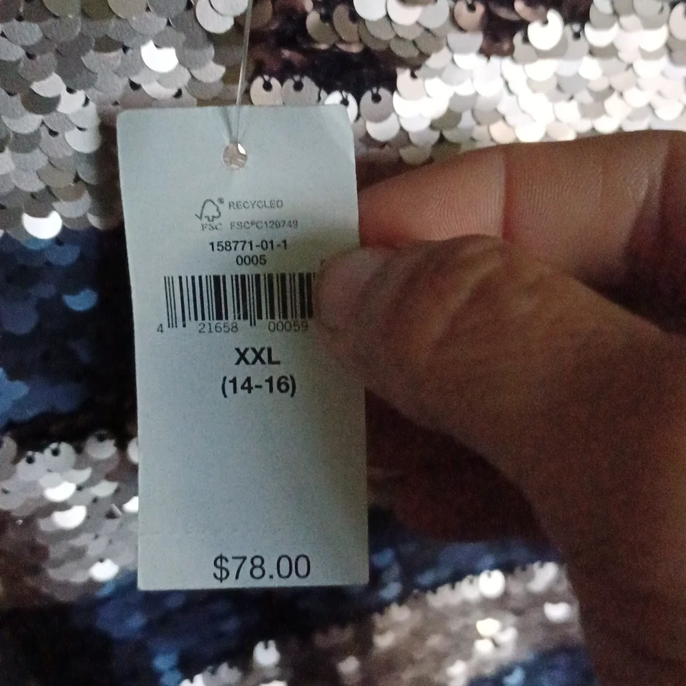 NWT GAP KIDS NAVY/GOLD SEQUIN FIT AND FLARE DRESS